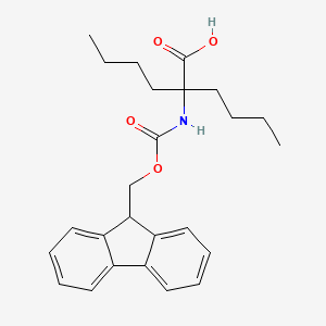 2-((((9H-Fluoren-9-yl)methoxy)carbonyl)amino)-2-butylhexanoic acid chemical structure (CAS 218926-48-8)