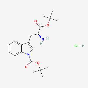 (S)-tert-Butyl 3-(2-amino-3-(tert-butoxy)-3-oxopropyl)-1H-indole-1-carboxylate hydrochloride chemical structure (CAS 218938-67-1)