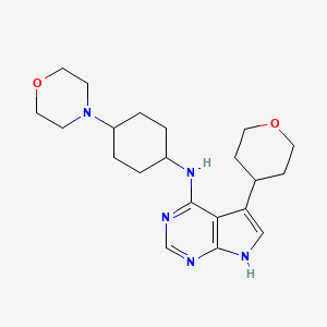 N-(trans-4-Morpholinocyclohexyl)-5-(tetrahydro-2H-pyran-4-yl)-7H-pyrrolo[2,3-d]pyrimidin-4-amine chemical structure (CAS 2196204-23-4)