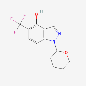 1-(Tetrahydro-2H-pyran-2-yl)-5-(trifluoromethyl)-1H-indazol-4-ol chemical structure (CAS 2197061-68-8)