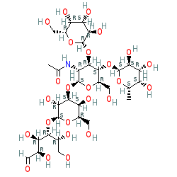 N-((2S,3R,4R,5S,6R)-2-(((2R,3S,4S,5R,6S)-3,5-Dihydroxy-2-(hydroxymethyl)-6-(((2R,3R,4R,5R)-1,2,4,5-tetrahydroxy-6-oxohexan-3-yl)oxy)tetrahydro-2H-pyran-4-yl)oxy)-6-(hydroxymethyl)-4-(((2R,3R,4S,5R,6R)-3,4,5-trihydroxy-6-(hydroxymethyl)tetrahydro-2H-pyran-2-yl)oxy)-5-(((2S,3S,4R,5S,6S)-3,4,5-trihydroxy-6-methyltetrahydro-2H-pyran-2-yl)oxy)tetrahydro-2H-pyran-3-yl)acetamide chemical structure (CAS 21973-23-9)