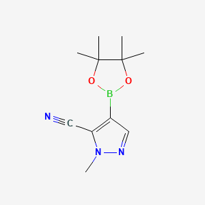 1-Methyl-4-(4,4,5,5-tetramethyl-1,3,2-dioxaborolan-2-yl)-1H-pyrazole-5-carbonitrile chemical structure (CAS 2197909-49-0)