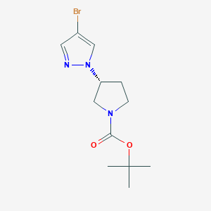 tert-Butyl (R)-3-(4-bromo-1H-pyrazol-1-yl)pyrrolidine-1-carboxylate chemical structure (CAS 2198312-46-6)