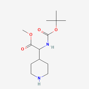 Methyl 2-((tert-butoxycarbonyl)amino)-2-(piperidin-4-yl)acetate chemical structure (CAS 219832-76-5)