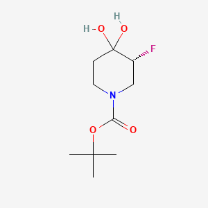 tert-Butyl (R)-3-fluoro-4,4-dihydroxypiperidine-1-carboxylate chemical structure (CAS 2200580-26-1)