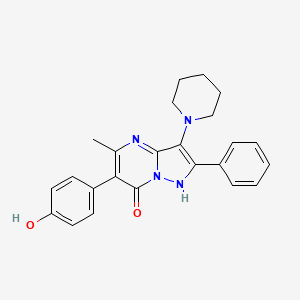 6-(4-Hydroxyphenyl)-5-methyl-2-phenyl-3-(piperidin-1-yl)pyrazolo[1,5-a]pyrimidin-7(4H)-one chemical structure (CAS 2201066-53-5)