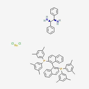 [1,1′-(1R)-[1,1′-Binaphthalene]-2,2′-diylbis[1,1-bis(3,5-dimethylphenyl)phosphine-κP]]dichloro[(1R,2R)-1,2-diphenyl-1,2-ethanediamine-κN1,κN2]ruthenium chemical structure (CAS 220114-38-5)