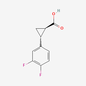 (1R,2R)-2-(3,4-Difluorophenyl)cyclopropanecarboxylic acid chemical structure (CAS 220352-36-3)