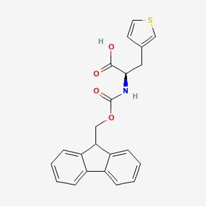 (R)-2-((((9H-Fluoren-9-yl)methoxy)carbonyl)amino)-3-(thiophen-3-yl)propanoic acid chemical structure (CAS 220497-90-5)