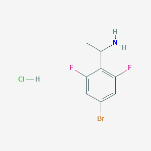 1-(4-Bromo-2,6-difluorophenyl)ethan-1-amine hydrochloride chemical structure (CAS 2205384-10-5)