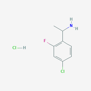 1-(4-Chloro-2-fluoro-phenyl)-ethylamine hydrochloride chemical structure (CAS 2206608-00-4)