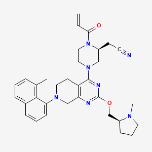 2-((S)-1-Acryloyl-4-(7-(8-methylnaphthalen-1-yl)-2-(((S)-1-methylpyrrolidin-2-yl)methoxy)-5,6,7,8-tetrahydropyrido[3,4-d]pyrimidin-4-yl)piperazin-2-yl)acetonitrile chemical structure (CAS 2206736-04-9)