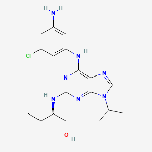 (R)-2-((6-((3-Amino-5-chlorophenyl)amino)-9-isopropyl-9H-purin-2-yl)amino)-3-methylbutan-1-ol chemical structure (CAS 220792-57-4)