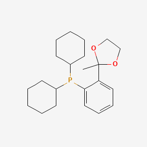 Dicyclohexyl(2-(2-methyl-1,3-dioxolan-2-yl)phenyl)phosphine chemical structure (CAS 221187-50-4)