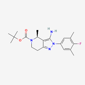 tert-Butyl (S)-3-amino-2-(4-fluoro-3,5-dimethylphenyl)-4-methyl-2,4,6,7-tetrahydro-5H-pyrazolo[4,3-c]pyridine-5-carboxylate chemical structure (CAS 2212021-59-3)