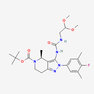 tert-Butyl (S)-3-(3-(2,2-dimethoxyethyl)ureido)-2-(4-fluoro-3,5-dimethylphenyl)-4-methyl-2,4,6,7-tetrahydro-5H-pyrazolo[4,3-c]pyridine-5-carboxylate chemical structure (CAS 2212021-60-6)