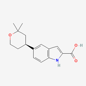 (S)-5-(2,2-Dimethyltetrahydro-2H-pyran-4-yl)-1H-indole-2-carboxylic acid chemical structure (CAS 2212021-78-6)