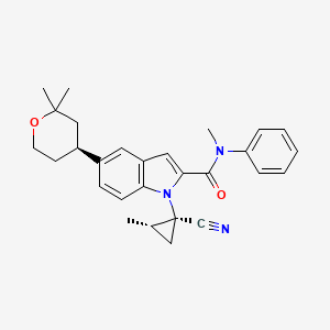 1-((1S,2S)-1-Cyano-2-methylcyclopropyl)-5-((S)-2,2-dimethyltetrahydro-2H-pyran-4-yl)-N-methyl-N-phenyl-1H-indole-2-carboxamide chemical structure (CAS 2212021-81-1)