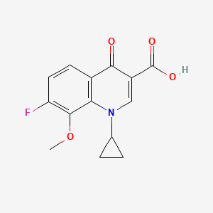 1-Cyclopropyl-7-fluoro-8-methoxy-4-oxo-1,4-dihydroquinoline-3-carboxylic acid chemical structure (CAS 221221-16-5)