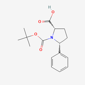 (2S,5R)-1-(tert-Butoxycarbonyl)-5-phenylpyrrolidine-2-carboxylic acid chemical structure (CAS 221352-49-4)