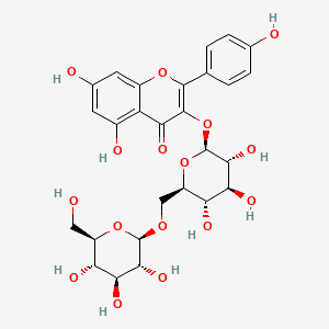 5,7-Dihydroxy-2-(4-hydroxyphenyl)-3-(((2S,3R,4S,5S,6R)-3,4,5-trihydroxy-6-((((2R,3R,4S,5S,6R)-3,4,5-trihydroxy-6-(hydroxymethyl)tetrahydro-2H-pyran-2-yl)oxy)methyl)tetrahydro-2H-pyran-2-yl)oxy)-4H-chromen-4-one chemical structure (CAS 22149-35-5)