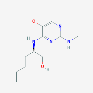 (R)-2-((5-Methoxy-2-(methylamino)pyrimidin-4-yl)amino)hexan-1-ol chemical structure (CAS 2215120-36-6)