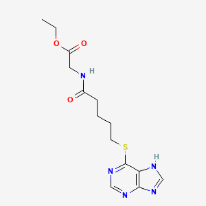 Ethyl (5-((7H-purin-6-yl)thio)pentanoyl)glycinate chemical structure (CAS 22181-94-8)