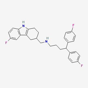 N-((6-Fluoro-2,3,4,9-tetrahydro-1H-carbazol-3-yl)methyl)-4,4-bis(4-fluorophenyl)butan-1-amine chemical structure (CAS 2219320-08-6)