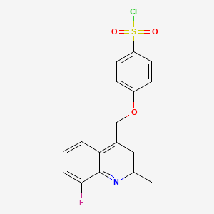 4-((8-Fluoro-2-methylquinolin-4-yl)methoxy)benzenesulfonyl chloride chemical structure (CAS 2219357-27-2)
