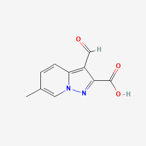 3-Formyl-6-methylpyrazolo[1,5-a]pyridine-2-carboxylic acid chemical structure (CAS 2219374-11-3)