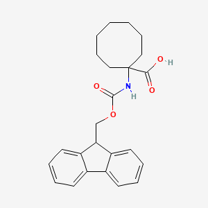 1-((((9H-Fluoren-9-yl)methoxy)carbonyl)amino)cyclooctanecarboxylic acid chemical structure (CAS 222166-38-3)