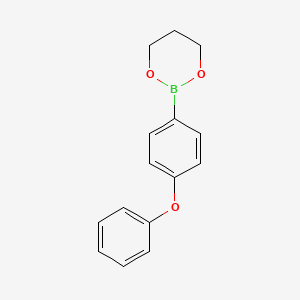 2-(4-Phenoxyphenyl)-1,3,2-dioxaborinane chemical structure (CAS 2222401-82-1)