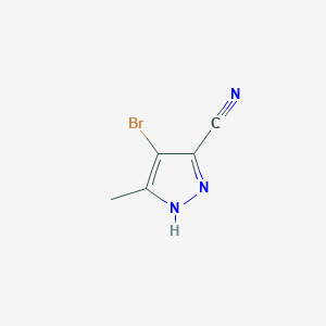 4-Bromo-5-methyl-1H-pyrazole-3-carbonitrile chemical structure (CAS 2222511-91-1)