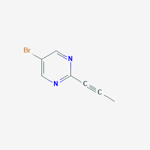 5-Bromo-2-(prop-1-yn-1-yl)pyrimidine chemical structure (CAS 2222541-47-9)