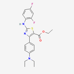 Ethyl 4-(4-(diethylamino)phenyl)-2-((2,4-difluorophenyl)amino)thiazole-5-carboxylate chemical structure (CAS 2222768-84-3)