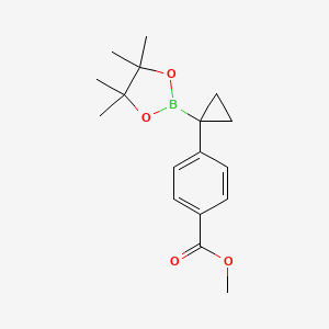 Methyl 4-(1-(4,4,5,5-tetramethyl-1,3,2-dioxaborolan-2-yl)cyclopropyl)benzoate chemical structure (CAS 2222866-66-0)