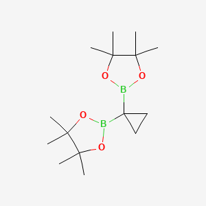 2,2'-(Cyclopropane-1,1-diyl)bis(4,4,5,5-tetramethyl-1,3,2-dioxaborolane) chemical structure (CAS 2222867-16-3)