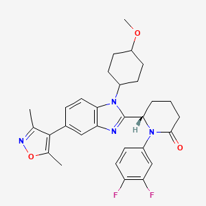 (S)-1-(3,4-Difluorophenyl)-6-(5-(3,5-dimethylisoxazol-4-yl)-1-(trans-4-methoxycyclohexyl)-1H-benzo[d]imidazol-2-yl)piperidin-2-one chemical structure (CAS 2222941-37-7)