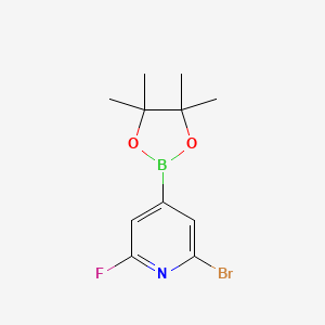 2-Bromo-6-fluoro-4-(4,4,5,5-tetramethyl-1,3,2-dioxaborolan-2-yl)pyridine chemical structure (CAS 2223035-36-5)