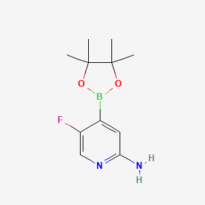 5-Fluoro-4-(4,4,5,5-tetramethyl-1,3,2-dioxaborolan-2-yl)pyridin-2-amine chemical structure (CAS 2223051-77-0)