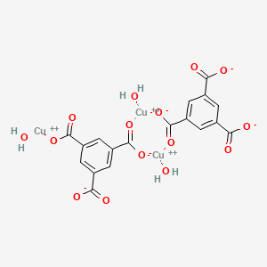 Triaqua[μ-[1,3,5-benzenetricarboxylato(3-)-κO1:κO′1]][μ3-[1,3,5-benzenetricarboxylato(3-)-κO1:κO3:κO′1]]tricopper chemical structure (CAS 222404-02-6)