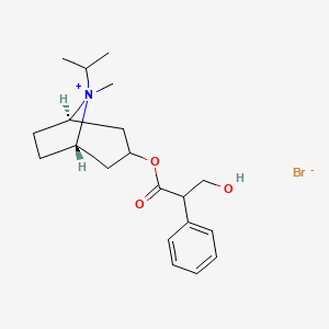 rel-(1R,3r,5S,8s)-3-((3-Hydroxy-2-phenylpropanoyl)oxy)-8-isopropyl-8-methyl-8-azabicyclo[3.2.1]octan-8-ium bromide chemical structure (CAS 22254-24-6)