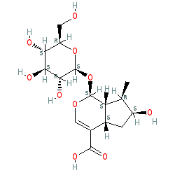 (1S,4aS,6S,7R,7aS)-6-Hydroxy-7-methyl-1-(((2S,3R,4S,5S,6R)-3,4,5-trihydroxy-6-(hydroxymethyl)tetrahydro-2H-pyran-2-yl)oxy)-1,4a,5,6,7,7a-hexahydrocyclopenta[c]pyran-4-carboxylic acid chemical structure (CAS 22255-40-9)