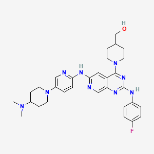 (1-(6-((5-(4-(Dimethylamino)piperidin-1-yl)pyridin-2-yl)amino)-2-((4-fluorophenyl)amino)pyrido[3,4-d]pyrimidin-4-yl)piperidin-4-yl)methanol chemical structure (CAS 2225887-26-1)