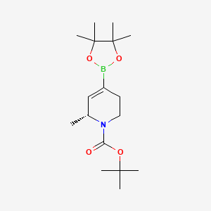 tert-Butyl (R)-6-methyl-4-(4,4,5,5-tetramethyl-1,3,2-dioxaborolan-2-yl)-3,6-dihydropyridine-1(2H)-carboxylate chemical structure (CAS 2226134-36-5)
