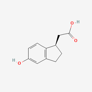 (R)-2-(5-Hydroxy-2,3-dihydro-1H-inden-1-yl)acetic acid chemical structure (CAS 2227197-27-3)