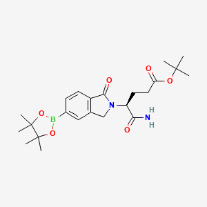 tert-Butyl (S)-5-amino-5-oxo-4-(1-oxo-5-(4,4,5,5-tetramethyl-1,3,2-dioxaborolan-2-yl)isoindolin-2-yl)pentanoate chemical structure (CAS 2228048-77-7)