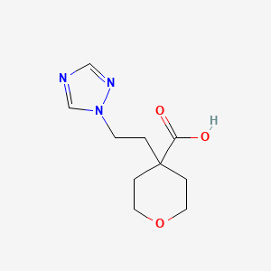 4-(2-(1H-1,2,4-Triazol-1-yl)ethyl)tetrahydro-2H-pyran-4-carboxylic acid chemical structure (CAS 2228222-62-4)