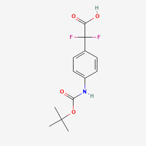 2-(4-((tert-Butoxycarbonyl)amino)phenyl)-2,2-difluoroacetic acid chemical structure (CAS 2228368-99-6)