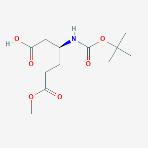 (S)-3-((tert-Butoxycarbonyl)amino)-6-methoxy-6-oxohexanoic acid chemical structure (CAS 222846-98-2)